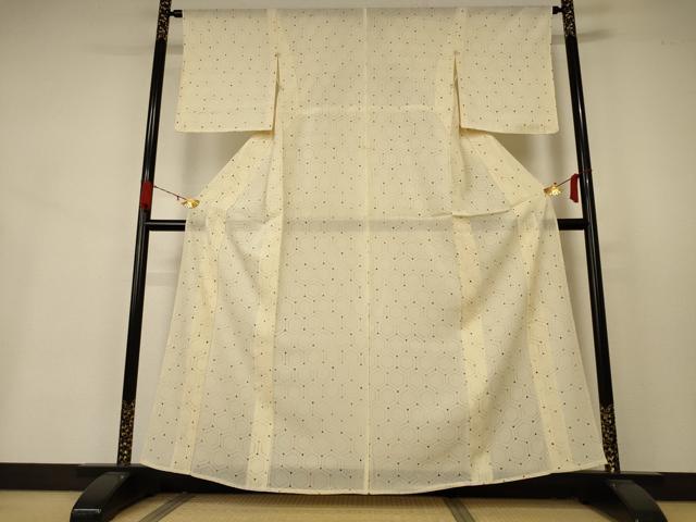 平和屋着物＊夏物 小紋 絽 亀甲文 正絹 逸品 AABA9400jd