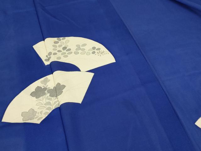 平和屋着物＊夏物 訪問着 絽 扇面花文 銀彩 正絹 逸品 AABA9401jd