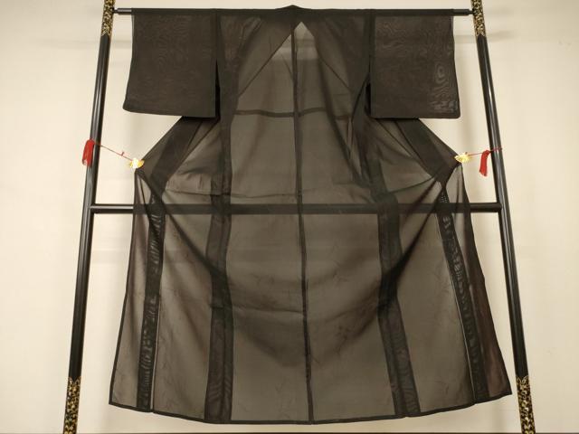 平和屋着物＊夏物 小紋 紗 枝花文 正絹 逸品 AABA9404jd
