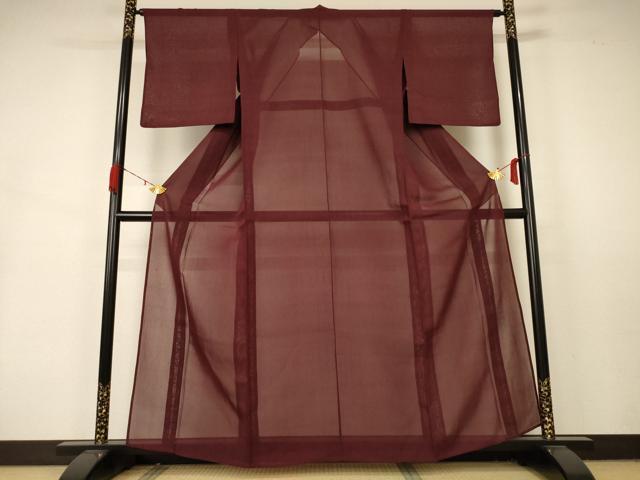 平和屋着物＊夏物 小紋 紗 格子 正絹 逸品 AABA9405jd