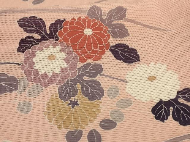 平和屋着物＊夏物 小紋 絽 草花文 暈し染め 正絹 逸品 AABA9406jd