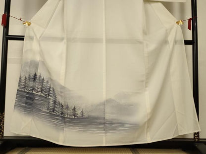 平和屋着物＊夏物 訪問着 絽 手描き 風景文 三越扱い 正絹 逸品 AABA9407jd