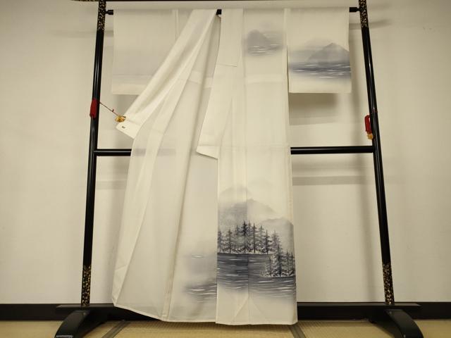 平和屋着物＊夏物 訪問着 絽 手描き 風景文 三越扱い 正絹 逸品 AABA9407jd