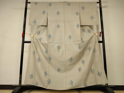 平和屋着物▽本場大島紬 白大島 単衣 7マルキ 草花文 正絹 逸品 AABA9409jd