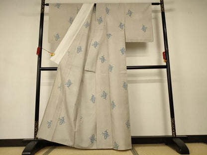平和屋着物▽本場大島紬 白大島 単衣 7マルキ 草花文 正絹 逸品 AABA9409jd
