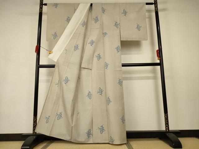 平和屋着物▽本場大島紬 白大島 単衣 7マルキ 草花文 正絹 逸品 AABA9409jd