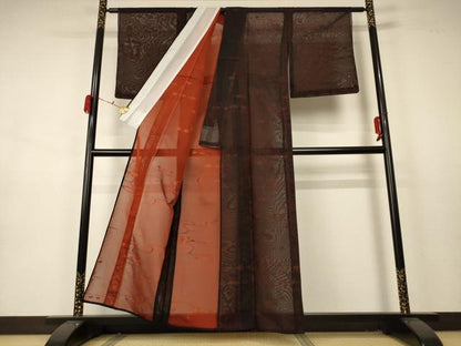 平和屋着物＊夏物 小紋 紗 幾何学文 正絹 逸品 未使用 AABA9413jd