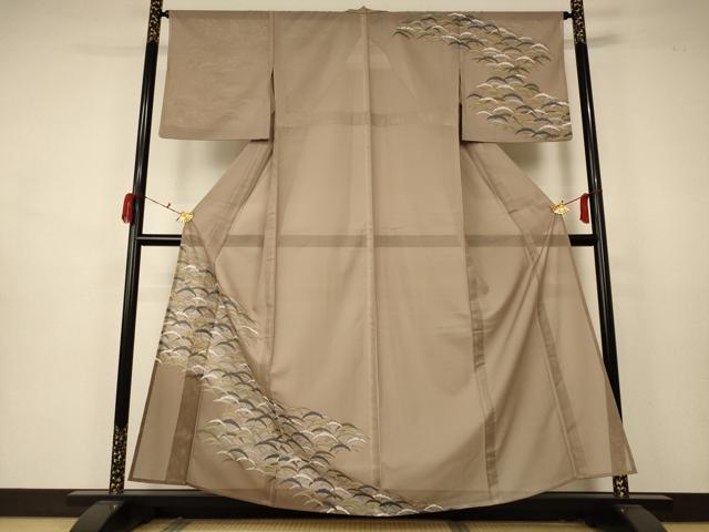 平和屋着物＊夏物 訪問着 絽 雪芝文 洗える着物 AABA9418jd