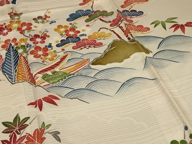 平和屋着物＊夏物 訪問着 絽 松竹梅 正絹 逸品 AABA9425jd