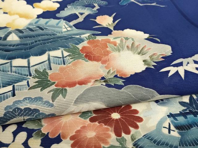 平和屋着物＊夏物 訪問着 絽 風景草花文 正絹 逸品 AABA9430jd