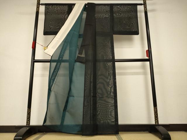 平和屋着物＊夏物 小紋 紗 風景文 正絹 逸品 AABA9432jd