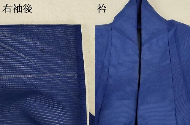 平和屋着物＊夏物 色無地 絽 芝紋紗 深縹色 洗える着物 AABA9434jd
