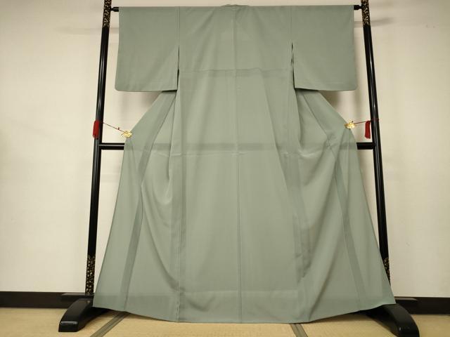 平和屋着物＊夏物 色無地 絽 山葵色 洗える着物 AABA9435jd