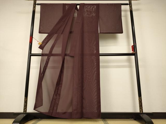 平和屋着物＊夏物 色無地 絽 黒鳶色 洗える着物 AABA9436jd