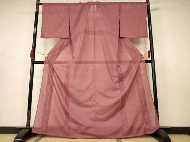 平和屋着物＊夏物 色無地 絽 蘇芳香色 正絹 逸品 AABA9437jd