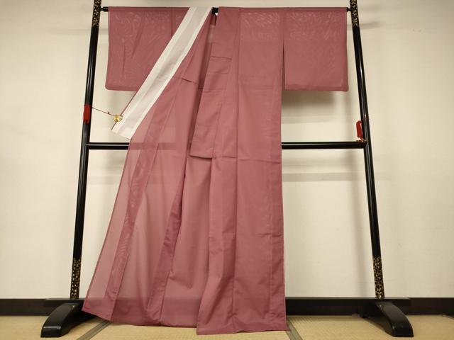平和屋着物＊夏物 色無地 絽 蘇芳香色 正絹 逸品 AABA9437jd