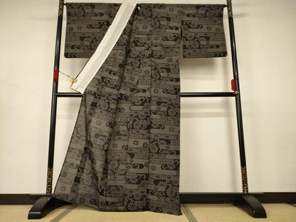 平和屋着物＊夏物 結城紬 夏結城 吉祥霞文 証紙付き 正絹 逸品 AABA9438jd