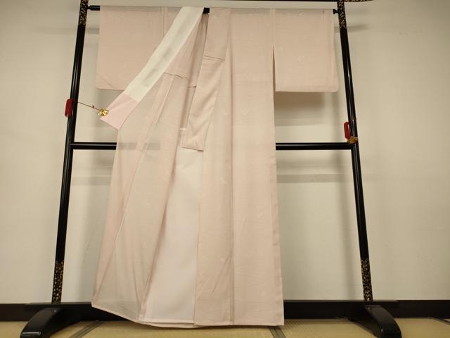 平和屋着物＊夏物 色無地 絽 流水舞葉文 肌色 正絹 逸品 AABA9439jd