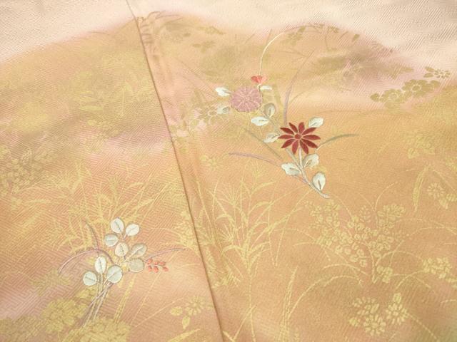 平和屋着物●訪問着 刺繍 流水花文 金彩 正絹 逸品 AABA9443ck