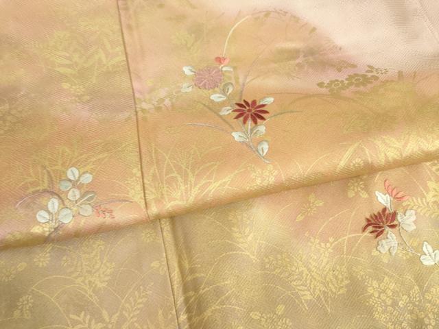 平和屋着物●訪問着 刺繍 流水花文 金彩 正絹 逸品 AABA9443ck