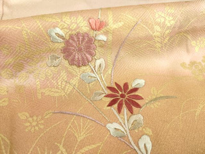 平和屋着物●訪問着 刺繍 流水花文 金彩 正絹 逸品 AABA9443ck
