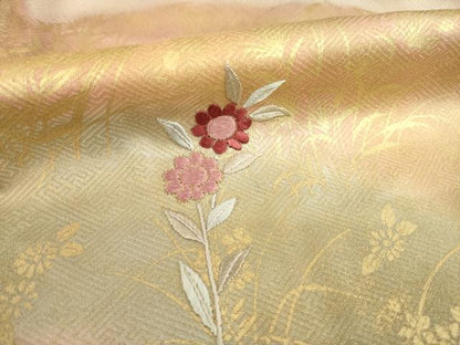 平和屋着物●訪問着 刺繍 流水花文 金彩 正絹 逸品 AABA9443ck