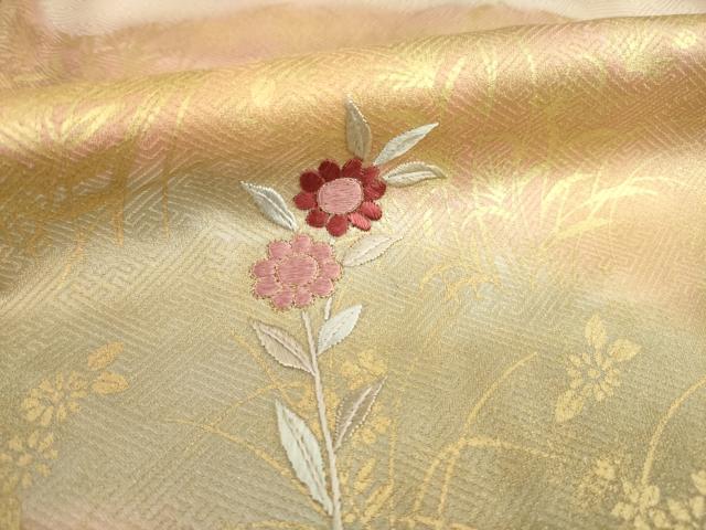 平和屋着物●訪問着 刺繍 流水花文 金彩 正絹 逸品 AABA9443ck