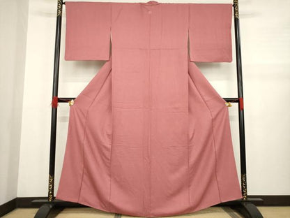 平和屋着物●上質な色無地　蘇芳香色　正絹　逸品　AABA9449ck