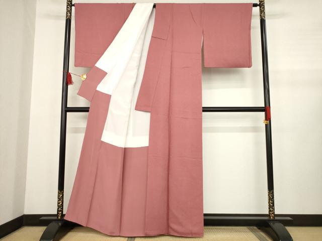 平和屋着物●上質な色無地　蘇芳香色　正絹　逸品　AABA9449ck