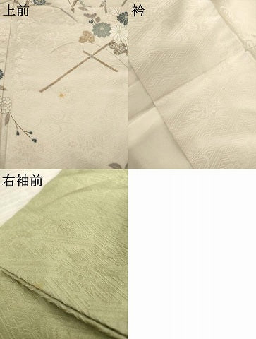 平和屋着物●訪問着　絞り　流水枝花文　正絹　逸品　AABA9455ck