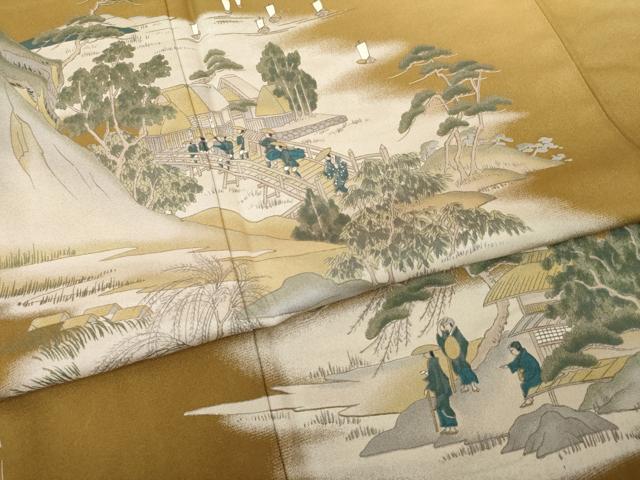 平和屋着物●訪問着 人物風景文 正絹 逸品 未使用 AABA9465ck