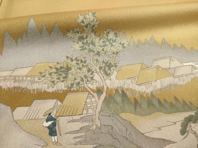 平和屋着物●訪問着 人物風景文 正絹 逸品 未使用 AABA9465ck