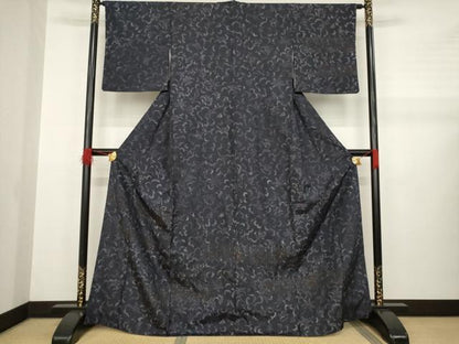 平和屋着物●本場染大島紬 訪問着 更紗花唐草文 ろうけつ染 正絹 逸品 AABA9467ck