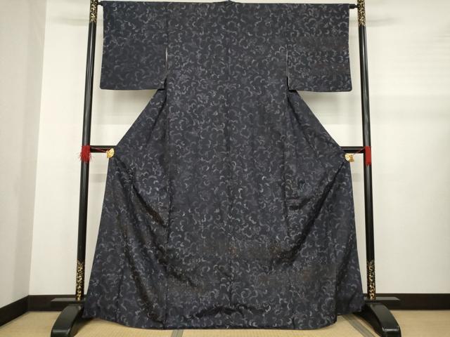 平和屋着物●本場染大島紬 訪問着 更紗花唐草文 ろうけつ染 正絹 逸品 AABA9467ck