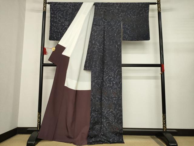 平和屋着物●本場染大島紬 訪問着 更紗花唐草文 ろうけつ染 正絹 逸品 AABA9467ck