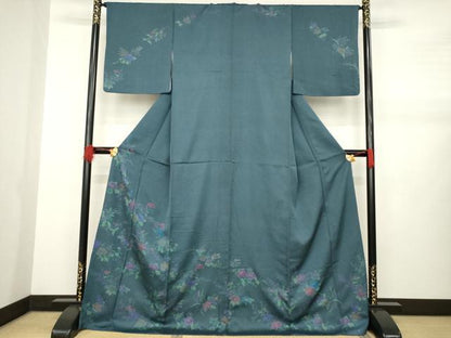 平和屋着物●訪問着 草花文 金彩 ロング丈 正絹 逸品 AABA9478ck