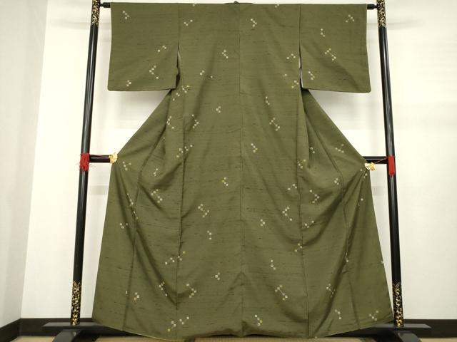 平和屋着物●上質な紬 幾何学文様 正絹 逸品 AABA9481ck