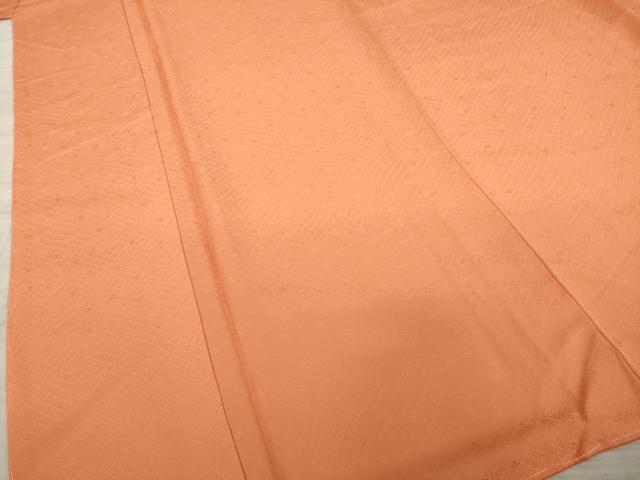 平和屋着物●上質な色無地　小花地紋　纁色　正絹　逸品　AABA9485ck