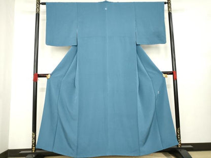 平和屋着物●上質な色無地 作家物 紺鼠色 正絹 逸品 AABA9489ck