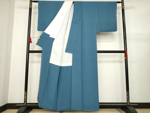 平和屋着物●上質な色無地 作家物 紺鼠色 正絹 逸品 AABA9489ck