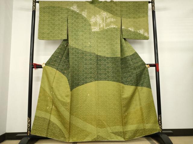 平和屋着物●訪問着　作家物　笹竹文　青海波　金糸　胴抜き仕立て　正絹　逸品　AABA9498ck