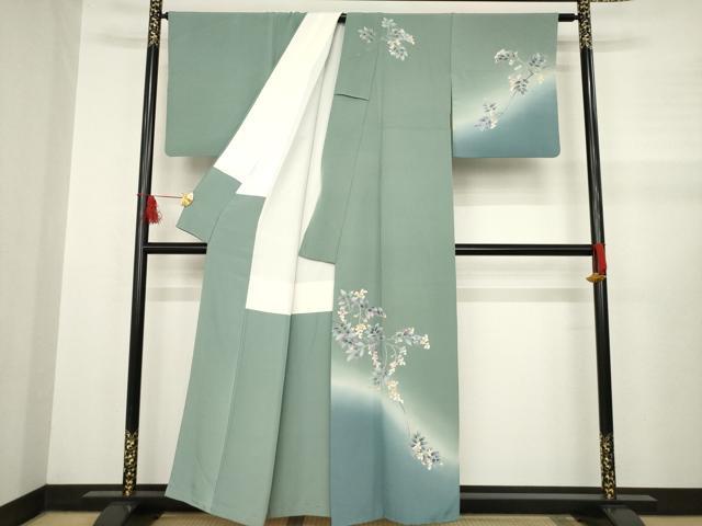 平和屋着物●訪問着　友禅　作家物　南天文　暈し染め　正絹　逸品　AABA9499ck