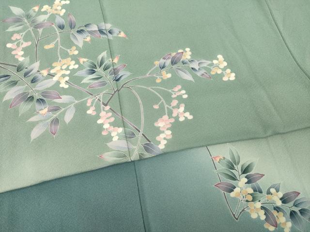 平和屋着物●訪問着　友禅　作家物　南天文　暈し染め　正絹　逸品　AABA9499ck