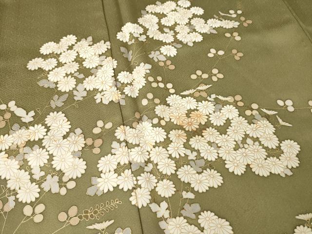 平和屋着物●訪問着　草花文　金彩　正絹　逸品　AABA9500ck