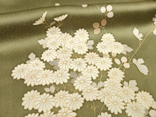 平和屋着物●訪問着　草花文　金彩　正絹　逸品　AABA9500ck