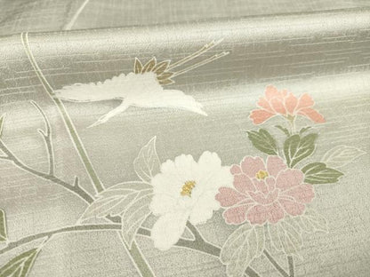 平和屋着物●訪問着 飛鶴風景花文 暈し染め 金彩 正絹 逸品 AABA9508ck
