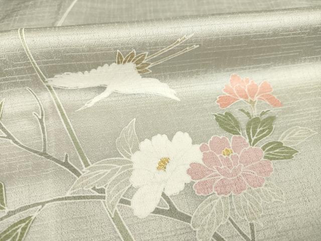 平和屋着物●訪問着 飛鶴風景花文 暈し染め 金彩 正絹 逸品 AABA9508ck
