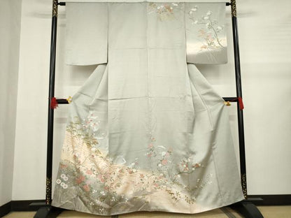 平和屋着物●訪問着 飛鶴風景花文 暈し染め 金彩 正絹 逸品 AABA9508ck