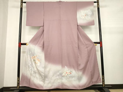 平和屋着物●訪問着 地紙鴛鴦花文 銀彩 正絹 逸品 AABA9513ck