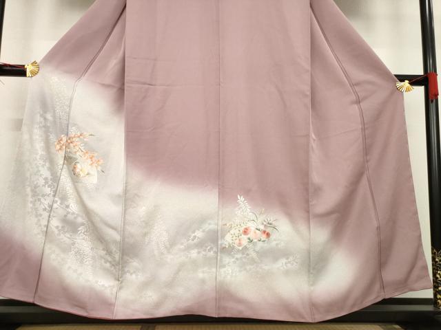 平和屋着物●訪問着 地紙鴛鴦花文 銀彩 正絹 逸品 AABA9513ck